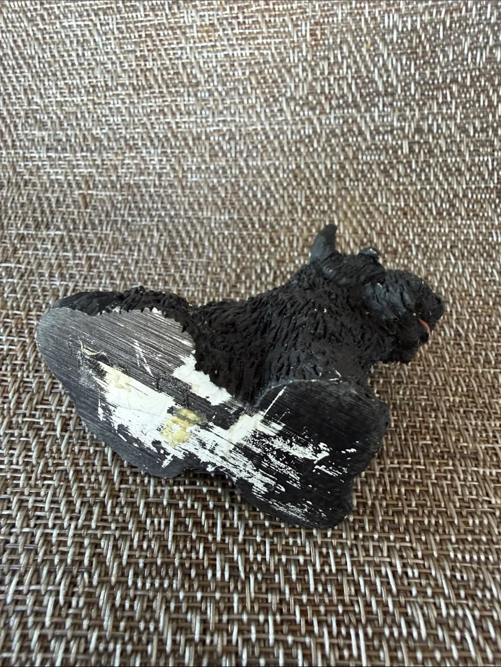 Two Vintage Scottie Dog Figurines Black Resin & White Carved Marble Onyx Stone
